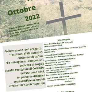 PRESENTAZIONE PROGETTO "TESTIMONI DI RESISTENZA"-10 OTTOBRE 2022-PRESSO FONDAZIONE SERUGHETTI LAPORTA DI BERGAMO